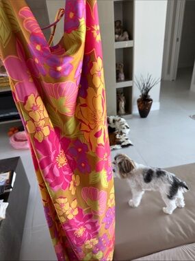 Altar'd State Pink, Gold & Purple Floral Maxi Dress